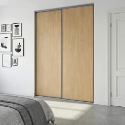 Porte de placard coulissante vendue par 2 Elegancia décor chêne 150 x 250 cm