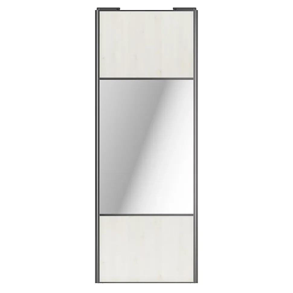 Porte de placard coulissante avec miroir bois nordique profil gris GoodHome Arius H. 248,5 x L. 92.2 cm + amortisseurs