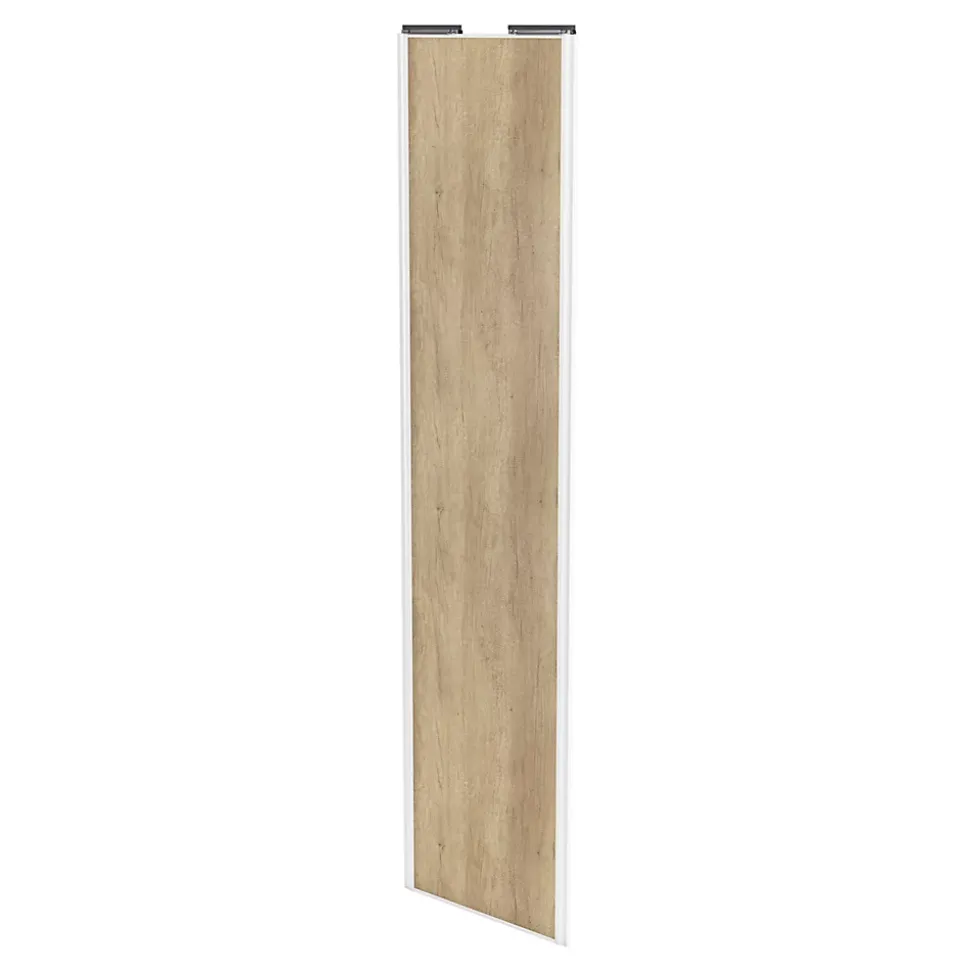 Porte de placard coulissante effet chêne brut profil blanc GoodHome Arius H. 248,5 x L. 62.2 cm + amortisseurs