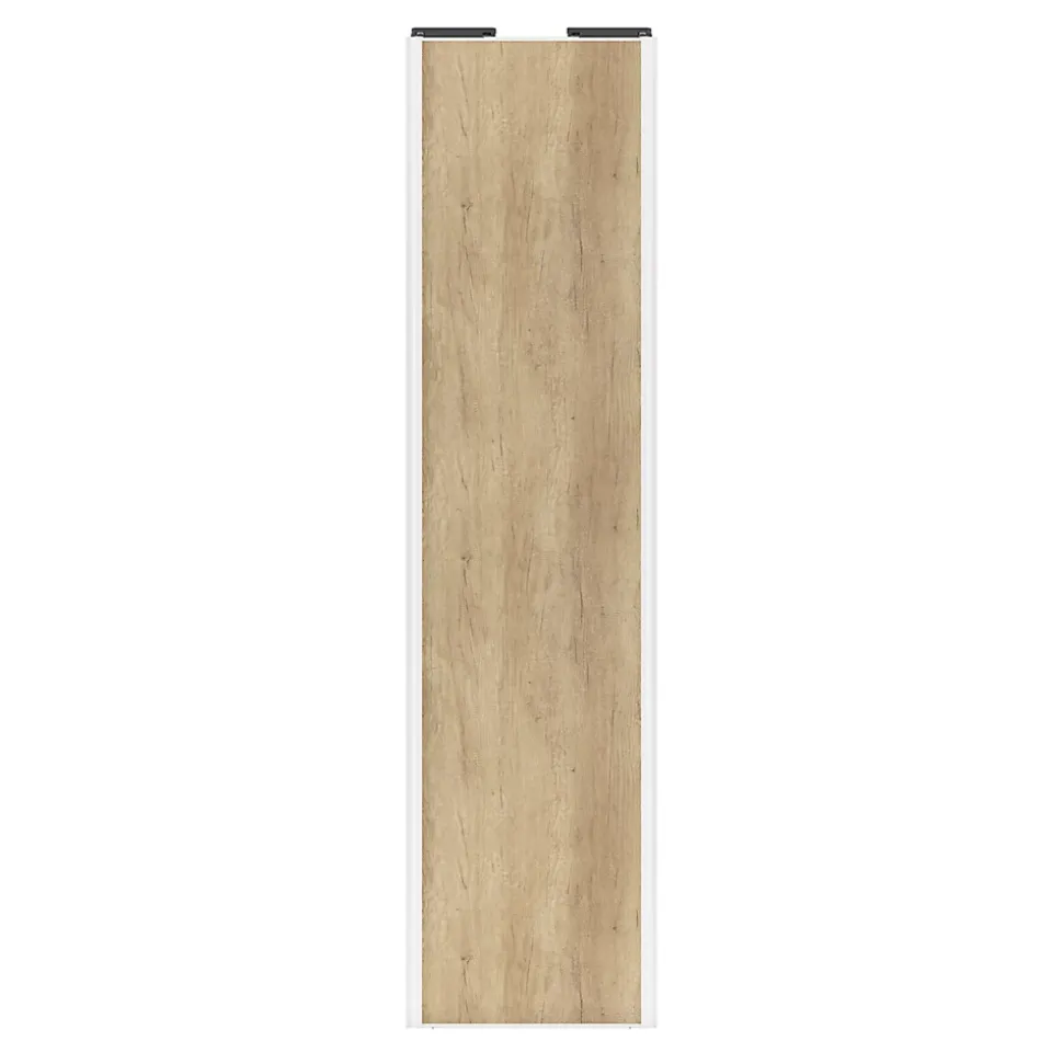 Porte de placard coulissante effet chêne brut profil blanc GoodHome Arius H. 248,5 x L. 62.2 cm + amortisseurs