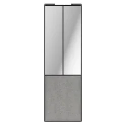 Porte de placard coulissante atelier béton profil noir GoodHome Arius H. 248,5 x L. 76.2 cm + amortisseurs