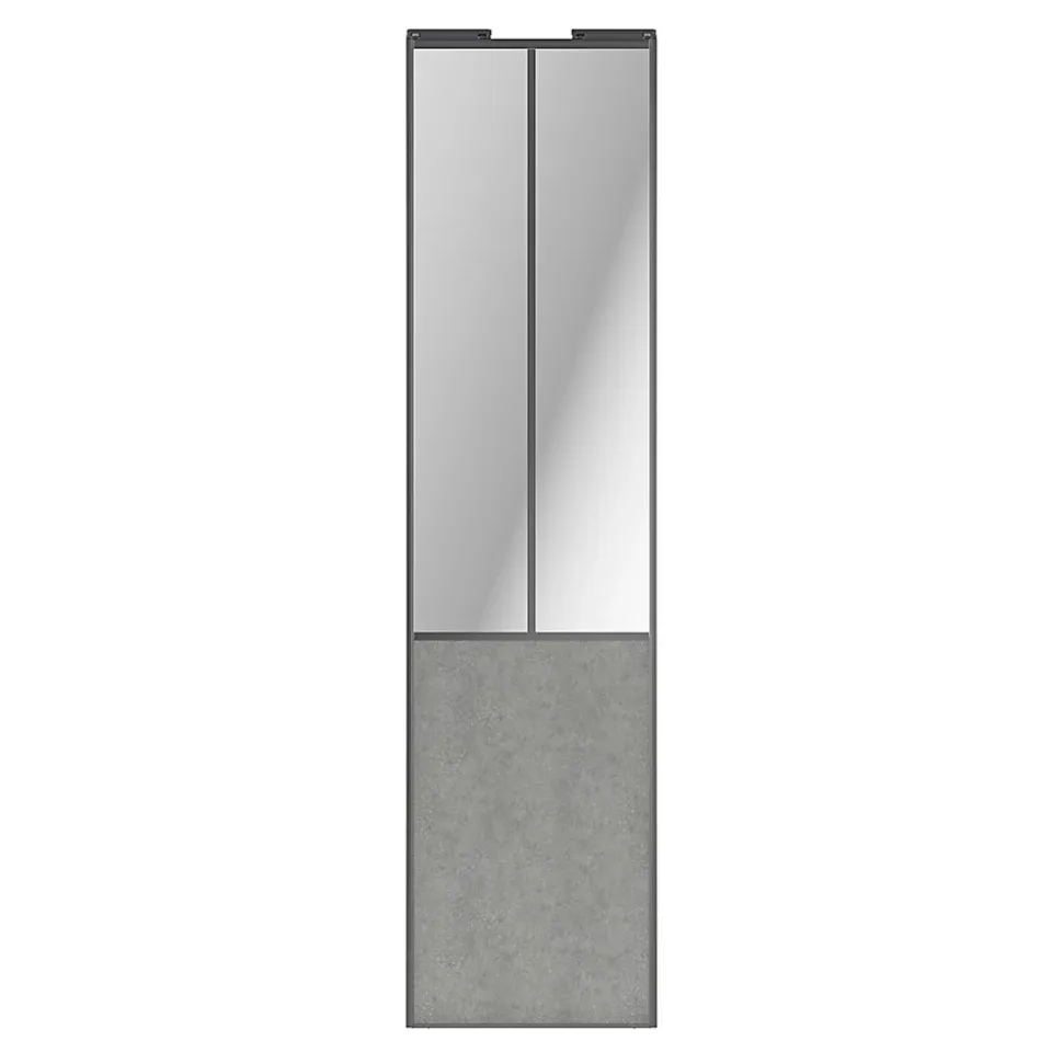 Porte de placard coulissante atelier béton profil gris GoodHome Arius H. 248,5 x L. 61.2 cm + amortisseurs