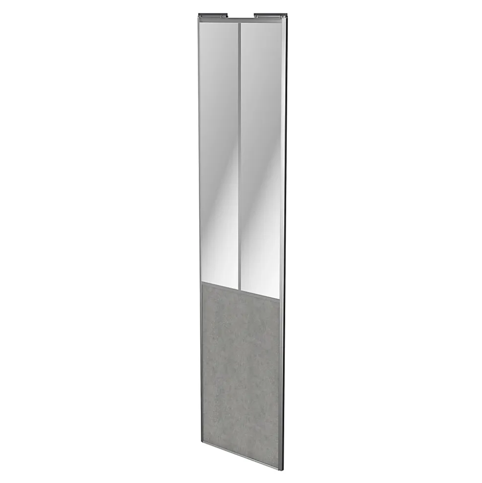 Porte de placard coulissante atelier béton profil gris GoodHome Arius H. 248,5 x L. 61.2 cm + amortisseurs