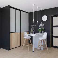 Porte de placard coulissante atelier effet chêne brut profil noir GoodHome Arius H. 248,5 x L. 91.2 cm + amortisseurs