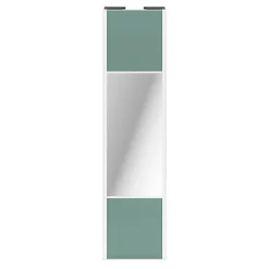 Porte de placard coulissante avec miroir vert de gris profil blanc GoodHome Arius H. 248,5 x L. 62.2 cm + amortisseurs