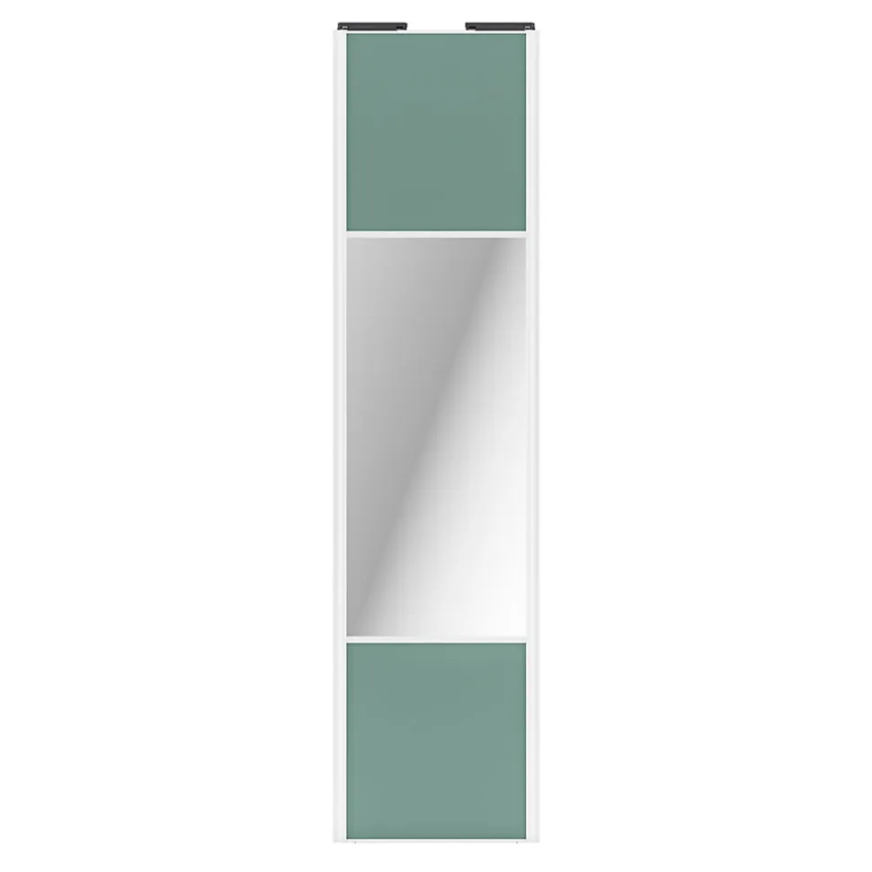 Porte de placard coulissante avec miroir vert de gris profil blanc GoodHome Arius H. 248,5 x L. 62.2 cm + amortisseurs