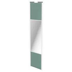 Porte de placard coulissante avec miroir vert de gris profil blanc GoodHome Arius H. 248,5 x L. 62.2 cm + amortisseurs