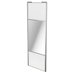 Porte de placard coulissante avec miroir blanc profil gris GoodHome Arius H. 248,5 x L. 92.2 cm + amortisseurs