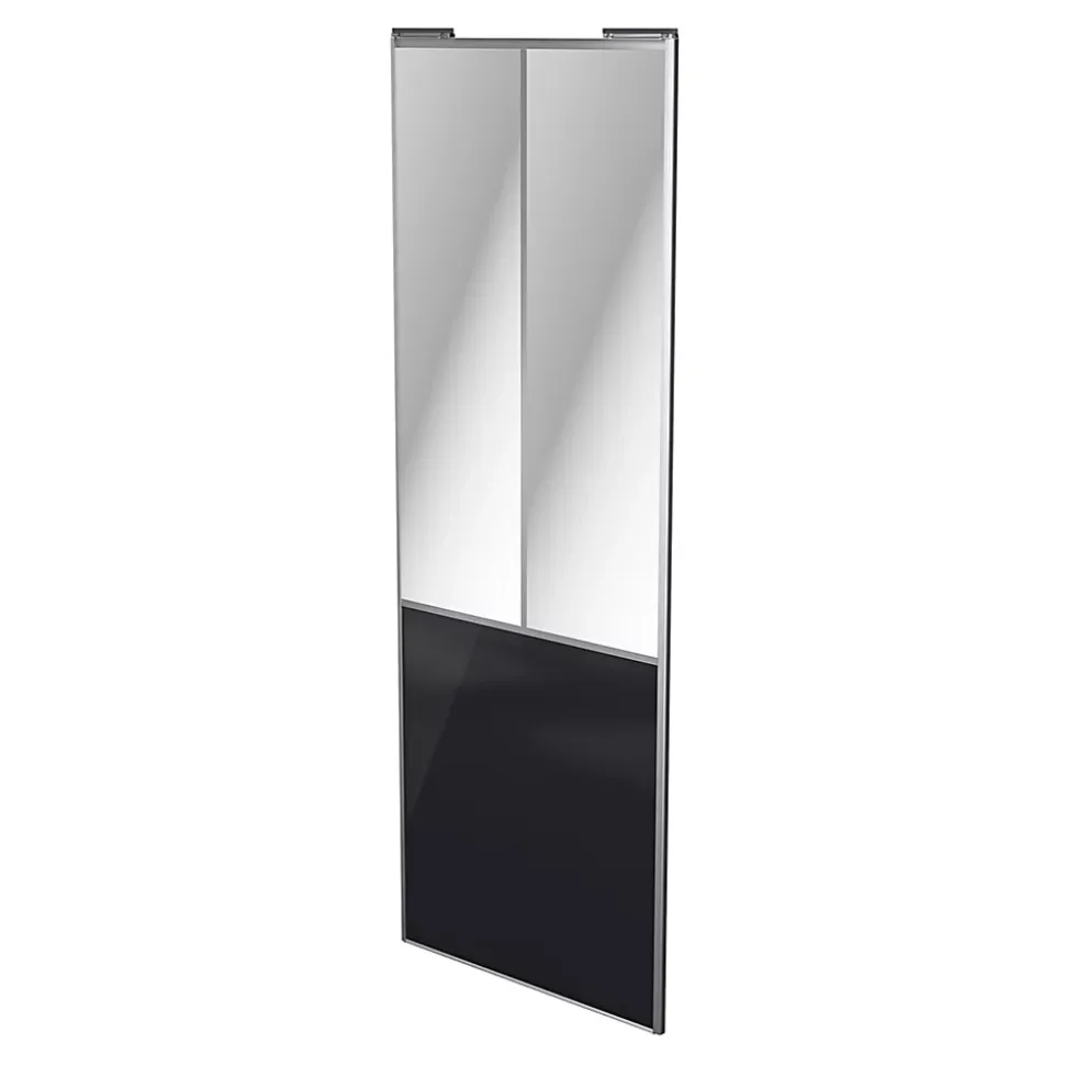 Porte de placard coulissante atelier noir profil gris GoodHome Arius H. 248,5 x L. 91.2 cm + amortisseurs