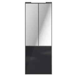 Porte de placard coulissante atelier noir profil gris GoodHome Arius H. 248,5 x L. 91.2 cm + amortisseurs