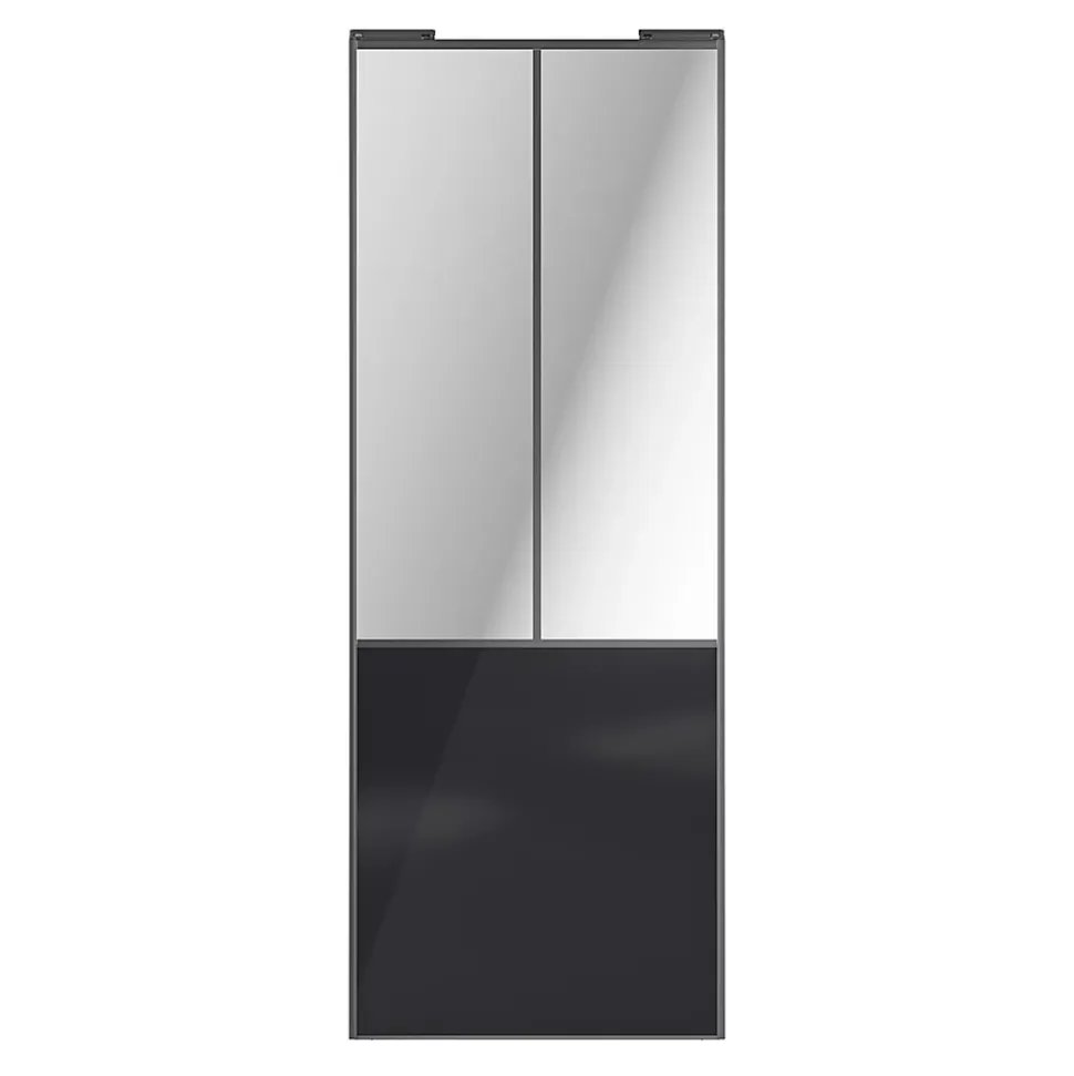Porte de placard coulissante atelier noir profil gris GoodHome Arius H. 248,5 x L. 91.2 cm + amortisseurs