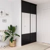Porte de placard coulissante avec miroir noir profil noir GoodHome Arius H. 248,5 x L. 77.2 cm + amortisseurs