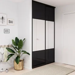 Porte de placard coulissante avec miroir noir profil noir GoodHome Arius H. 248,5 x L. 77.2 cm + amortisseurs