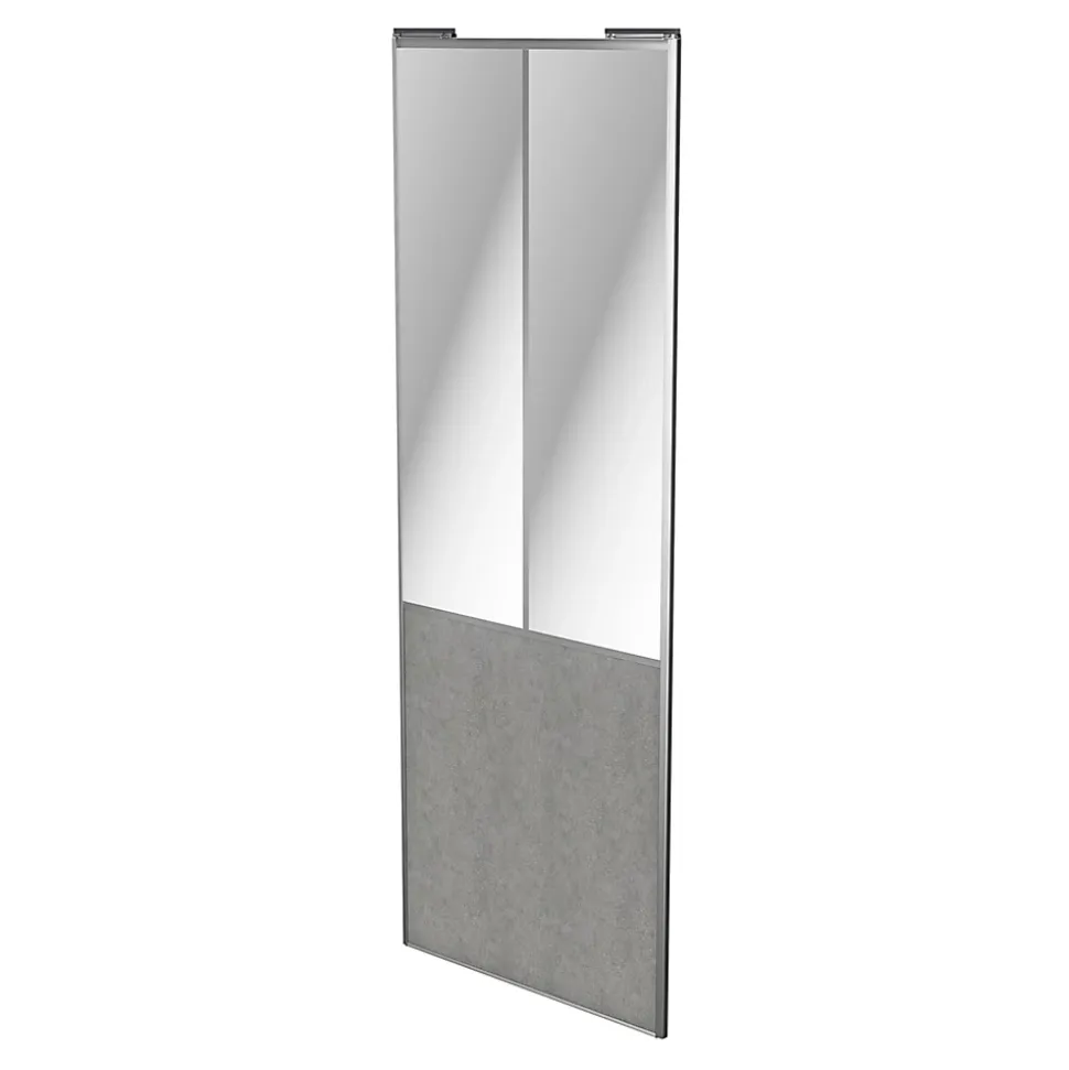 Porte de placard coulissante atelier béton profil gris GoodHome Arius H. 248,5 x L. 91.2 cm + amortisseurs
