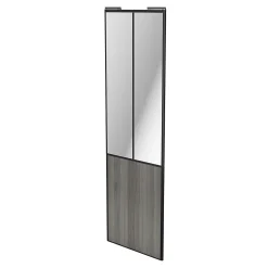 Porte de placard coulissante atelier effet chêne grisé profil noir GoodHome Arius H. 248,5 x L. 76.2 cm + amortisseurs