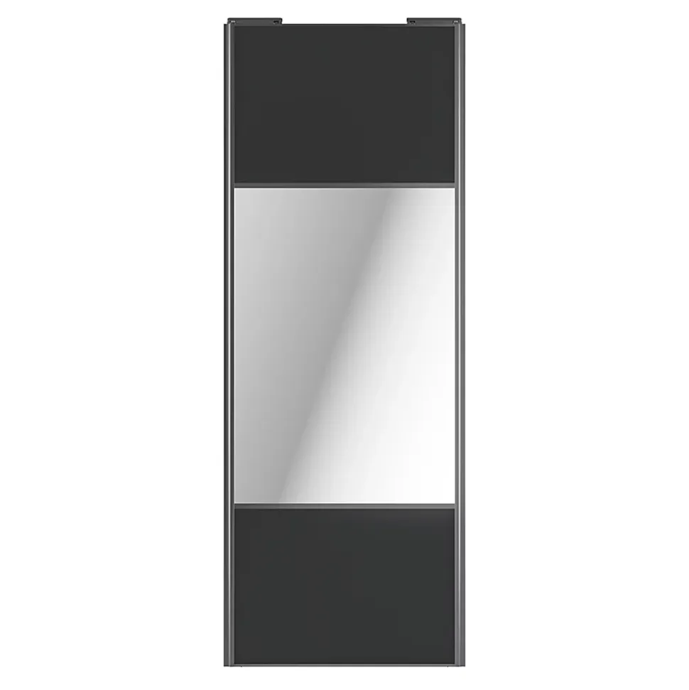 Porte de placard coulissante avec miroir anthracite profil gris GoodHome Arius H. 248,5 x L. 92.2 cm + amortisseurs