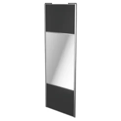 Porte de placard coulissante avec miroir anthracite profil gris GoodHome Arius H. 248,5 x L. 92.2 cm + amortisseurs