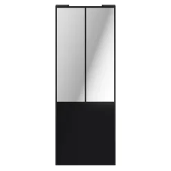 Porte de placard coulissante atelier noir mat profil noir GoodHome Arius H. 248,5 x L. 91.2 cm + amortisseurs