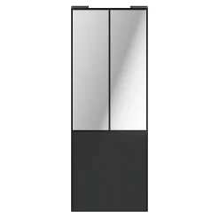 Porte de placard coulissante atelier gris anthracite profil noir GoodHome Arius H. 248,5 x L. 91.2 cm + amortisseurs