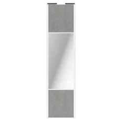 Porte de placard coulissante avec miroir béton profil blanc GoodHome Arius H. 248,5 x L. 62.2 cm + amortisseurs