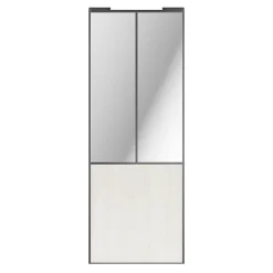 Porte de placard coulissante atelier bois nordique profil gris GoodHome Arius H. 248,5 x L. 91.2 cm + amortisseurs