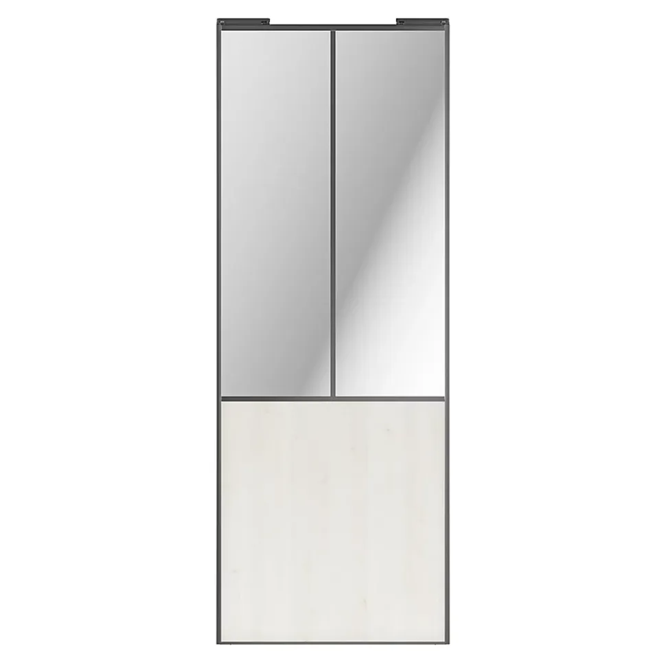 Porte de placard coulissante atelier bois nordique profil gris GoodHome Arius H. 248,5 x L. 91.2 cm + amortisseurs