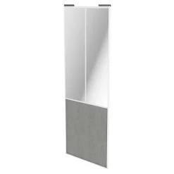 Porte de placard coulissante atelier béton profil blanc GoodHome Arius H. 248,5 x L. 91.2 cm + amortisseurs