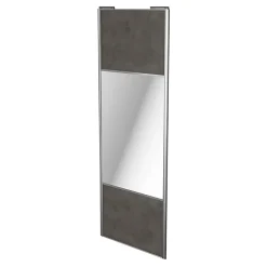 Porte de placard coulissante avec miroir gris antique profil gris GoodHome Arius H. 248,5 x L. 92.2 cm + amortisseurs