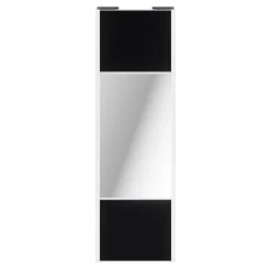 Porte de placard coulissante avec miroir noir mat profil blanc GoodHome Arius H. 248,5 x L. 77.2 cm + amortisseurs