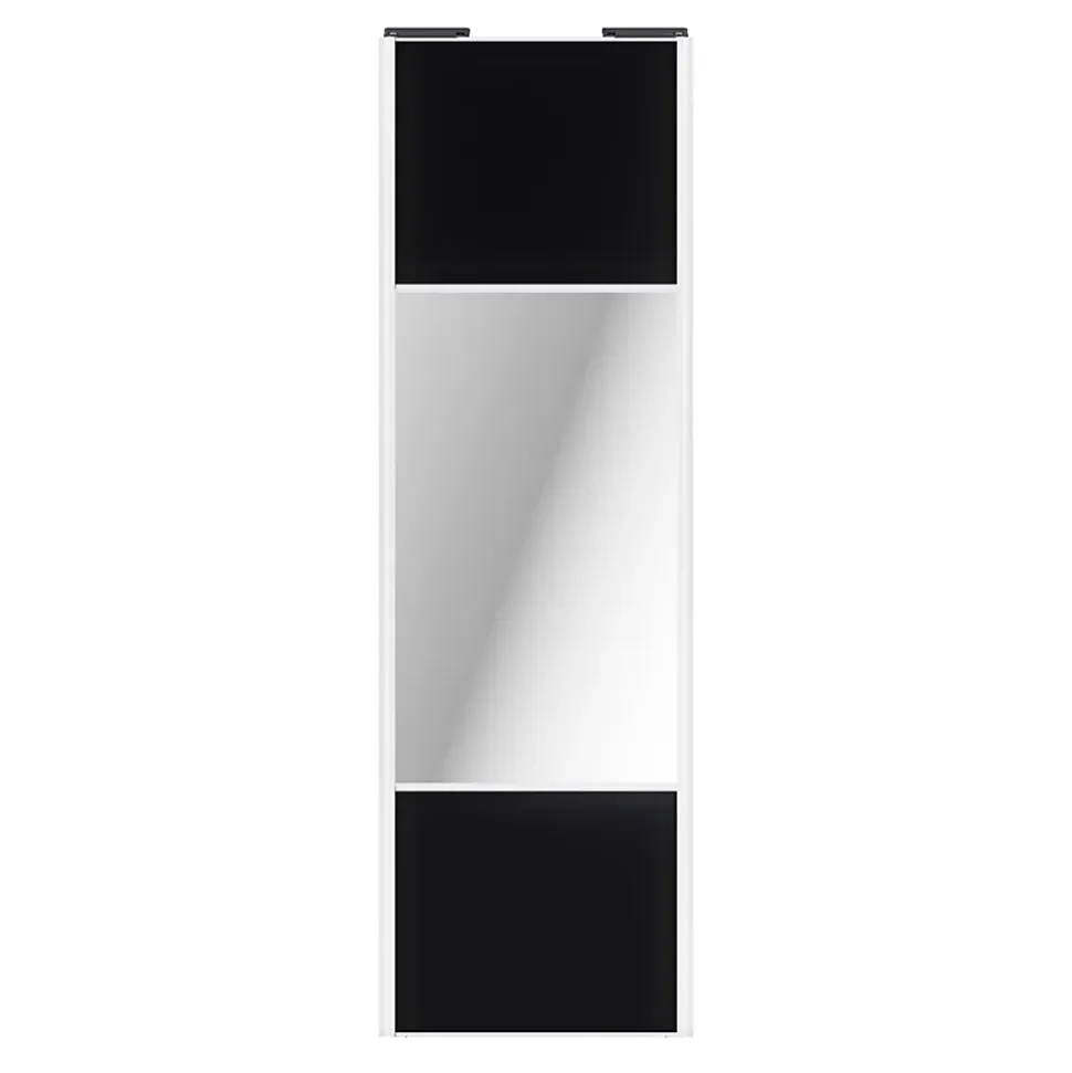 Porte de placard coulissante avec miroir noir mat profil blanc GoodHome Arius H. 248,5 x L. 77.2 cm + amortisseurs
