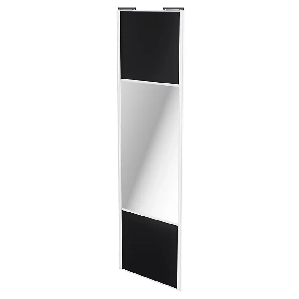 Porte de placard coulissante avec miroir noir mat profil blanc GoodHome Arius H. 248,5 x L. 77.2 cm + amortisseurs