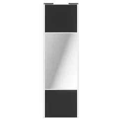 Porte de placard coulissante avec miroir anthracite profil blanc GoodHome Arius H. 248,5 x L. 77.2 cm + amortisseurs