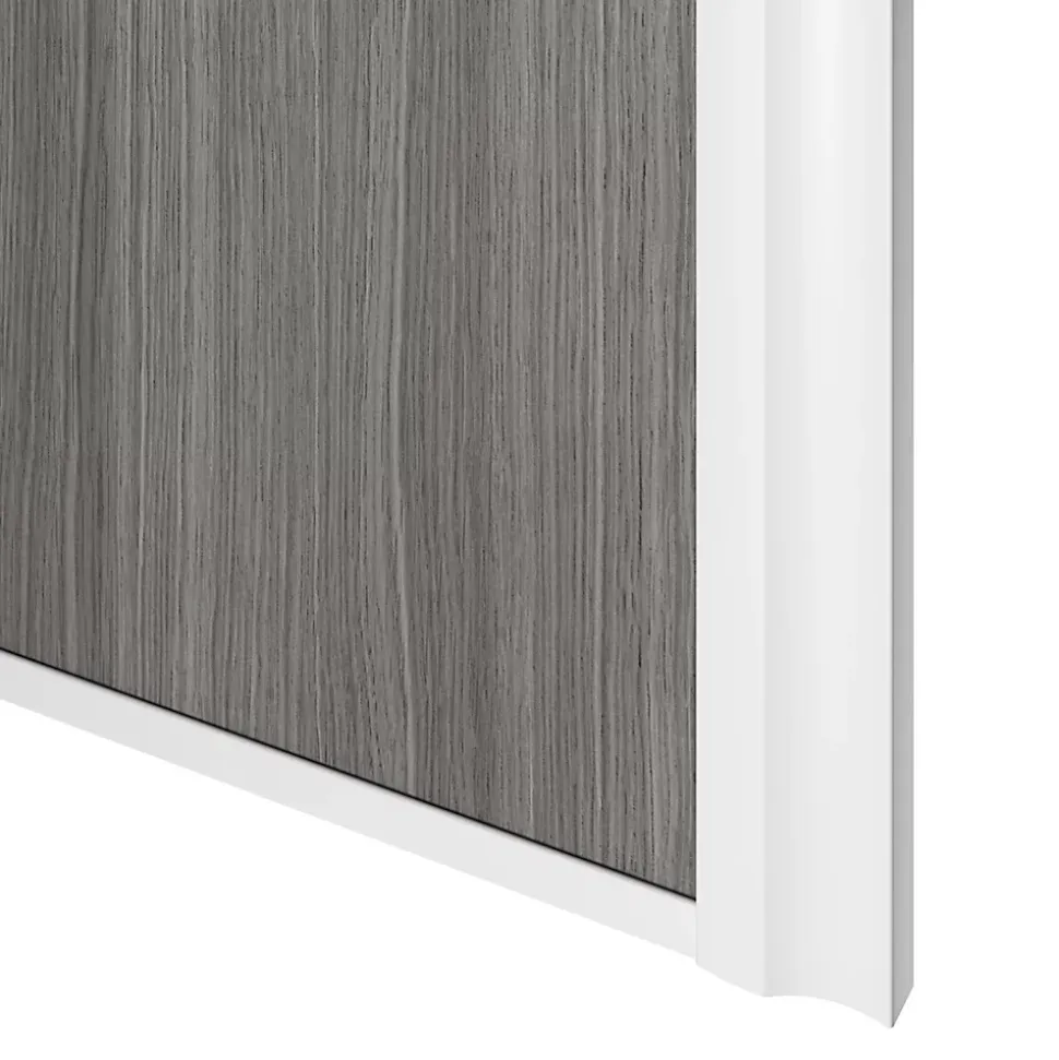 Porte de placard coulissante atelier effet chêne grisé profil blanc GoodHome Arius H. 248,5 x L. 76.2 cm + amortisseurs