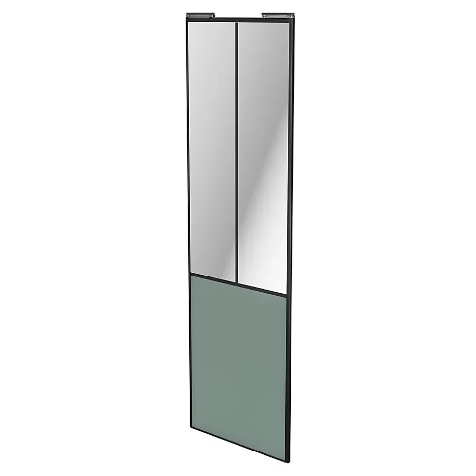 Porte de placard coulissante atelier vert de gris profil noir GoodHome Arius H. 248,5 x L. 76.2 cm + amortisseurs
