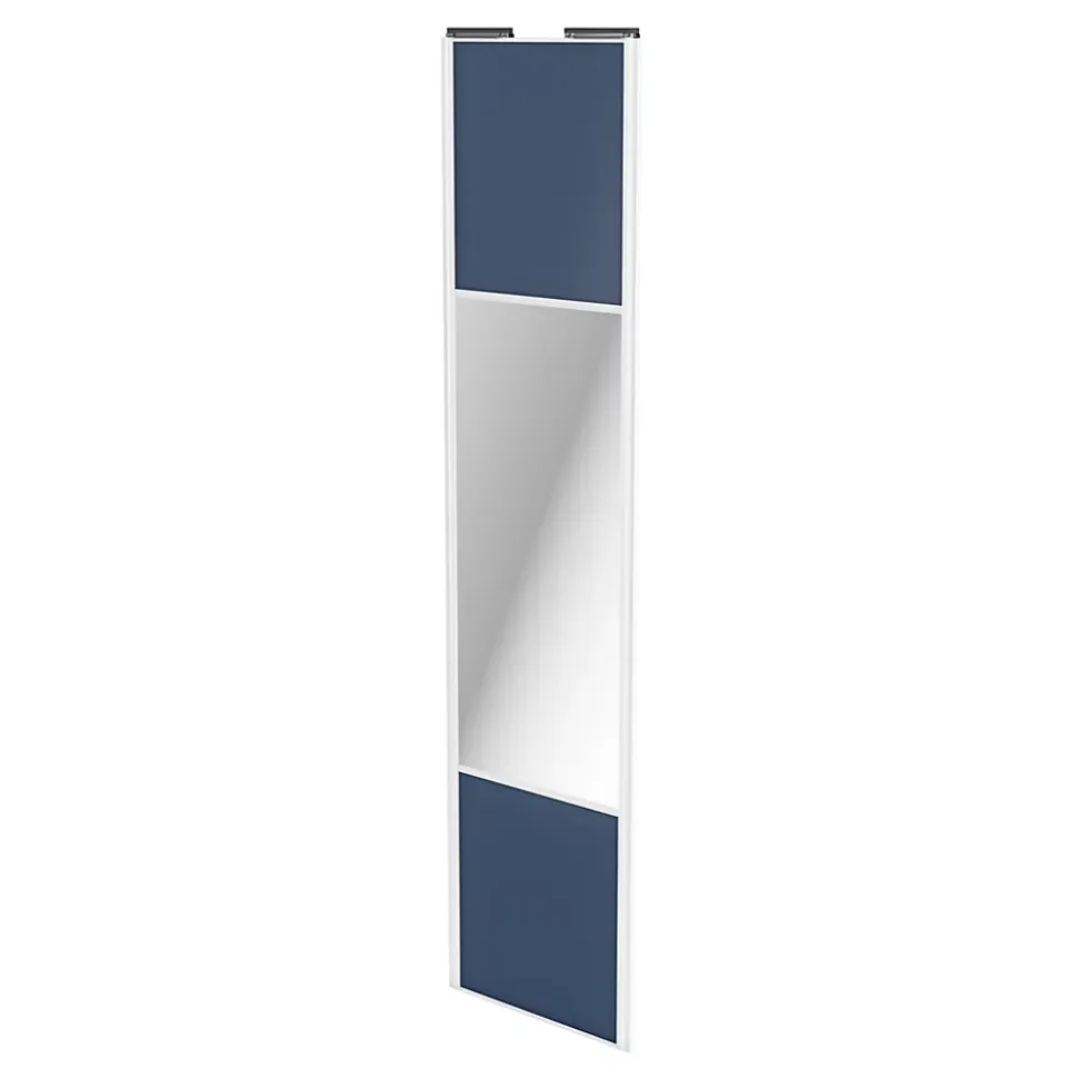 Porte de placard coulissante avec miroir bleu profil blanc GoodHome Arius H. 248,5 x L. 62.2 cm + amortisseurs