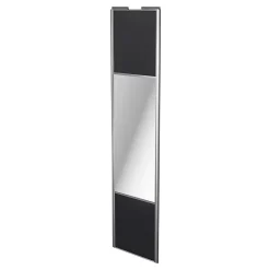 Porte de placard coulissante avec miroir noir profil gris GoodHome Arius H. 248,5 x L. 62.2 cm + amortisseurs