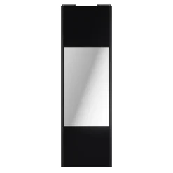 Porte de placard coulissante avec miroir noir mat profil noir GoodHome Arius H. 248,5 x L. 77.2 cm + amortisseurs