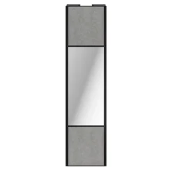 Porte de placard coulissante avec miroir béton profil noir GoodHome Arius H. 248,5 x L. 62.2 cm + amortisseurs