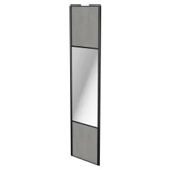 Porte de placard coulissante avec miroir béton profil noir GoodHome Arius H. 248,5 x L. 62.2 cm + amortisseurs
