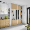 Porte de placard coulissante avec miroir effet chêne clair profil blanc GoodHome Arius H. 248,5 x L. 92.2 cm + amortisseurs
