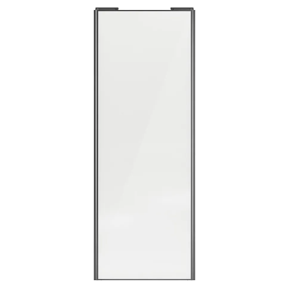 Porte de placard coulissante blanc brillant profil gris GoodHome Arius H. 248,5 x L. 92.2 cm + amortisseurs