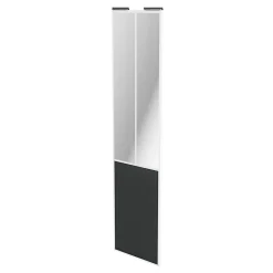 Porte de placard coulissante atelier gris foncé mat profil blanc GoodHome Arius H. 248,5 x L. 61.2 cm + amortisseurs