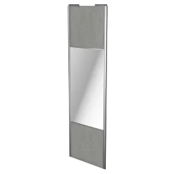 Porte de placard coulissante avec miroir béton profil gris GoodHome Arius H. 248,5 x L. 77.2 cm + amortisseurs