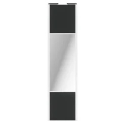 Porte de placard coulissante avec miroir gris foncé mat profil blanc GoodHome Arius H. 248,5 x L. 62.2 cm + amortisseurs