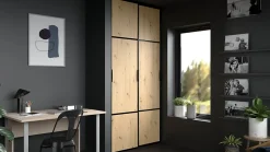 Porte de placard coulissante Pack City Décor chêne et noir 120 x 250 cm vendue par 2