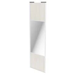 Porte de placard coulissante avec miroir bois nordique profil blanc GoodHome Arius H. 248,5 x L. 77.2 cm + amortisseurs