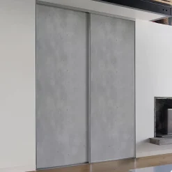 Porte de placard coulissante vendue par 2 décor béton gris clair 150 x 250 cm