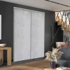 Porte de placard coulissante vendue par 2 décor béton gris clair 180 x 250 cm