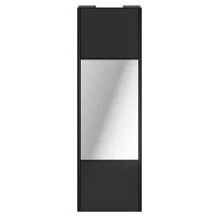 Porte de placard coulissante avec miroir anthracite profil noir GoodHome Arius H. 248,5 x L. 77.2 cm + amortisseurs