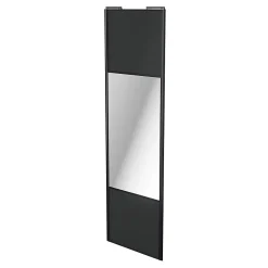 Porte de placard coulissante avec miroir anthracite profil noir GoodHome Arius H. 248,5 x L. 77.2 cm + amortisseurs